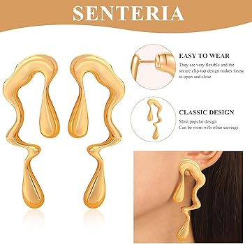 Big Fancy Gold Plated Fashion Earrings - Image 6