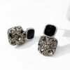 Black Square Stud Earrings