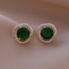Emerald Green Halo Stud Earrings