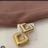 modern square-shaped gold hoop earrings