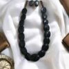 Black Resin Necklace and Earrings Set