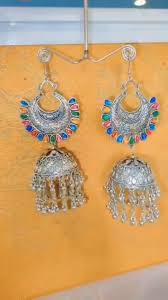 JJ041 Ladies Multicolor Oxidized Jhumki Earrings suitable for party wear. - Image 2