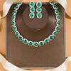 American Diamond (AD) Jewellery Set with Green Stones